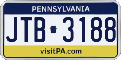 PA license plate JTB3188
