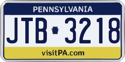 PA license plate JTB3218