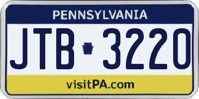 PA license plate JTB3220
