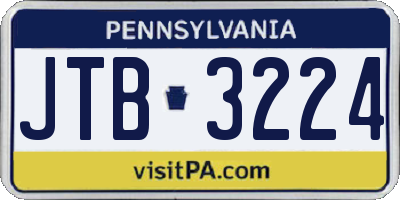 PA license plate JTB3224