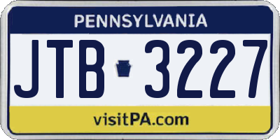 PA license plate JTB3227