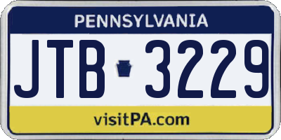 PA license plate JTB3229