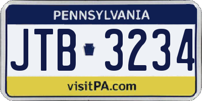 PA license plate JTB3234