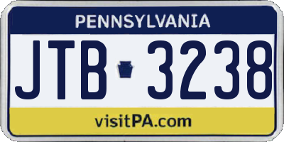 PA license plate JTB3238