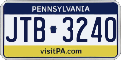 PA license plate JTB3240