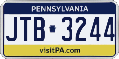 PA license plate JTB3244