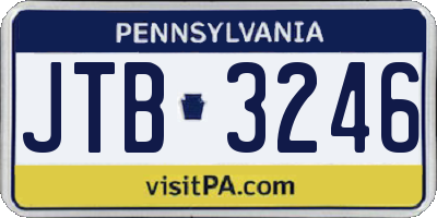 PA license plate JTB3246