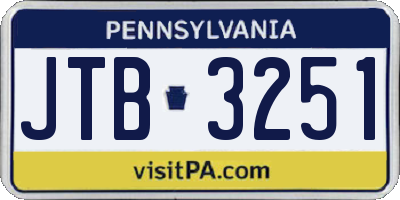 PA license plate JTB3251