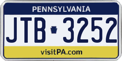 PA license plate JTB3252