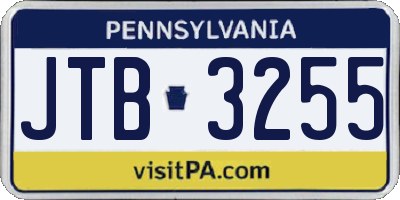 PA license plate JTB3255