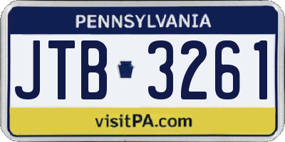 PA license plate JTB3261