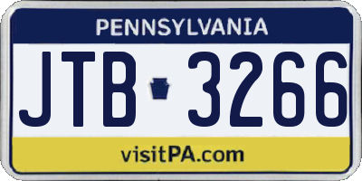 PA license plate JTB3266