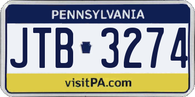 PA license plate JTB3274