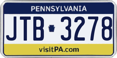 PA license plate JTB3278