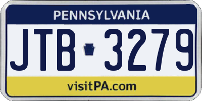 PA license plate JTB3279
