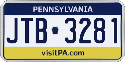 PA license plate JTB3281