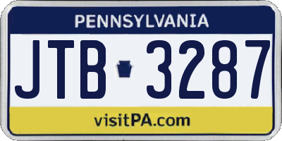 PA license plate JTB3287