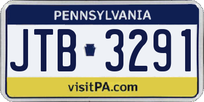 PA license plate JTB3291