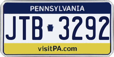 PA license plate JTB3292
