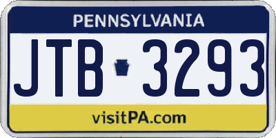 PA license plate JTB3293