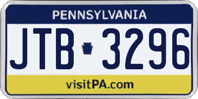 PA license plate JTB3296