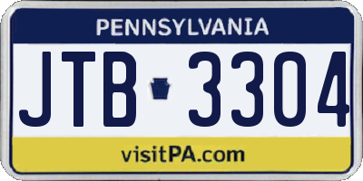 PA license plate JTB3304