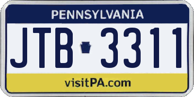 PA license plate JTB3311