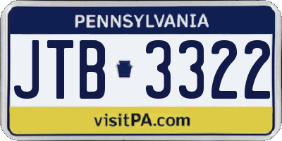 PA license plate JTB3322