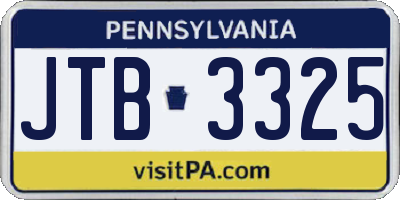 PA license plate JTB3325