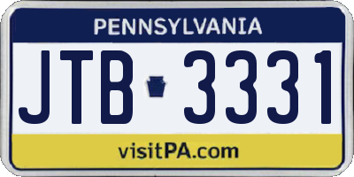 PA license plate JTB3331