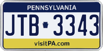 PA license plate JTB3343