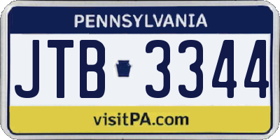 PA license plate JTB3344