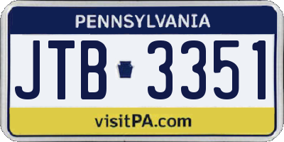 PA license plate JTB3351