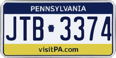 PA license plate JTB3374