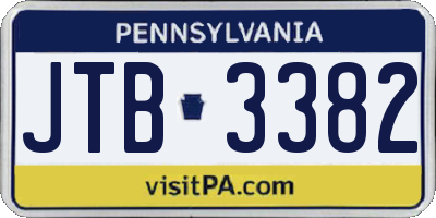 PA license plate JTB3382