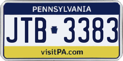 PA license plate JTB3383