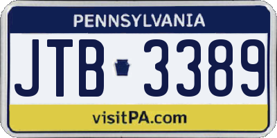 PA license plate JTB3389