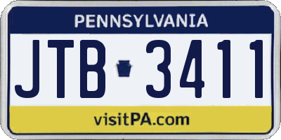 PA license plate JTB3411