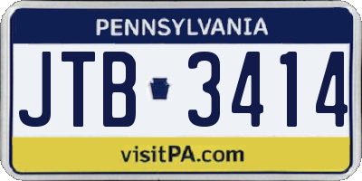 PA license plate JTB3414