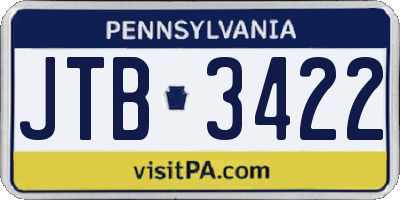 PA license plate JTB3422