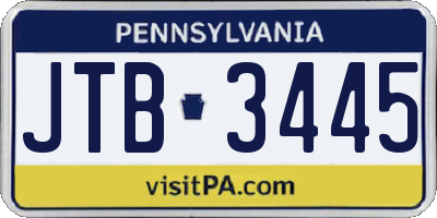 PA license plate JTB3445