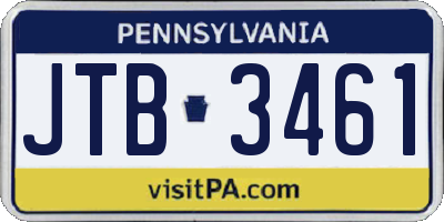 PA license plate JTB3461