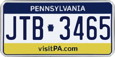 PA license plate JTB3465