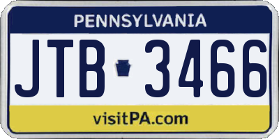 PA license plate JTB3466