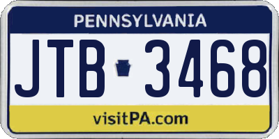PA license plate JTB3468