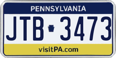 PA license plate JTB3473