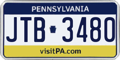 PA license plate JTB3480