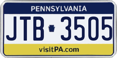 PA license plate JTB3505