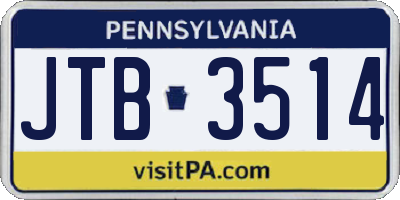 PA license plate JTB3514