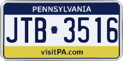 PA license plate JTB3516